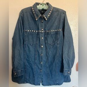 Avenue Blue Studded Denim Top